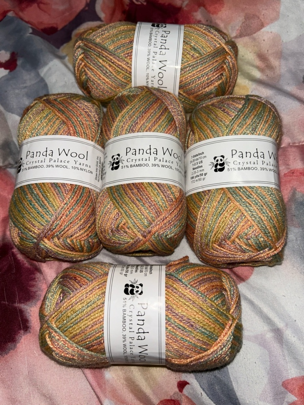 Crystal Palace Panda Wool Bamboo-Wool Blend Yarn.  Basil Curry color. 5 Skeins.